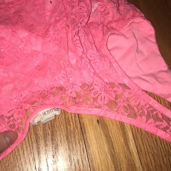 Pink Lace Back Crop Top w Cotton front lining - Picture 2 of 3